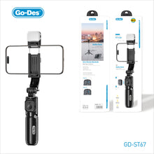 Load image into Gallery viewer, Go-Des Bluetooth Selfie Stick Tripod Foldable 2-in-1 Stand with Wireless Remote Cold Shoe Expansion