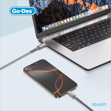 Cargar imagen en el visor de la galería, Go-Des 240W USB-C to USB-C Fast Charging Cable 1.5m Nylon Braided Data Cable with Smart Chip Sync Support
