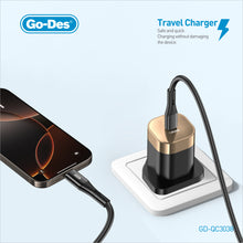 Load image into Gallery viewer, Go-Des PD35W Travel Charger Fast Charging Adapter with 1000mm USB-C to USB-C Cable Safe and Quick Charging