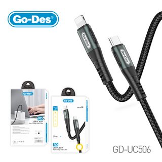 Go-Des Type-C to iPhone PD 20W Fast Charging Cable with Bionic Tip and Nylon Braided Design