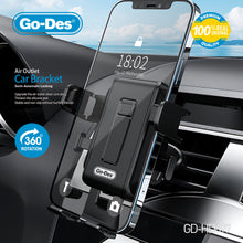 Charger l&#39;image dans la galerie, Go-Des Shockproof Air Outlet Phone Holder 360° Rotating Car Mount with Semi-Automatic Lock and Universal Fit