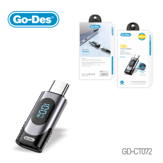 Go-Des Type-C to Type-C 100W PD Fast Charging Converter with Digital Display Cable Saver Real-Time Power Monitoring Adapter