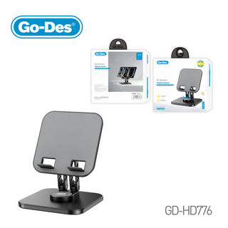 Go-Des Folding Tablet Stand with 360° Rotating Base Adjustable Desktop Holder for iPad and All Tablets