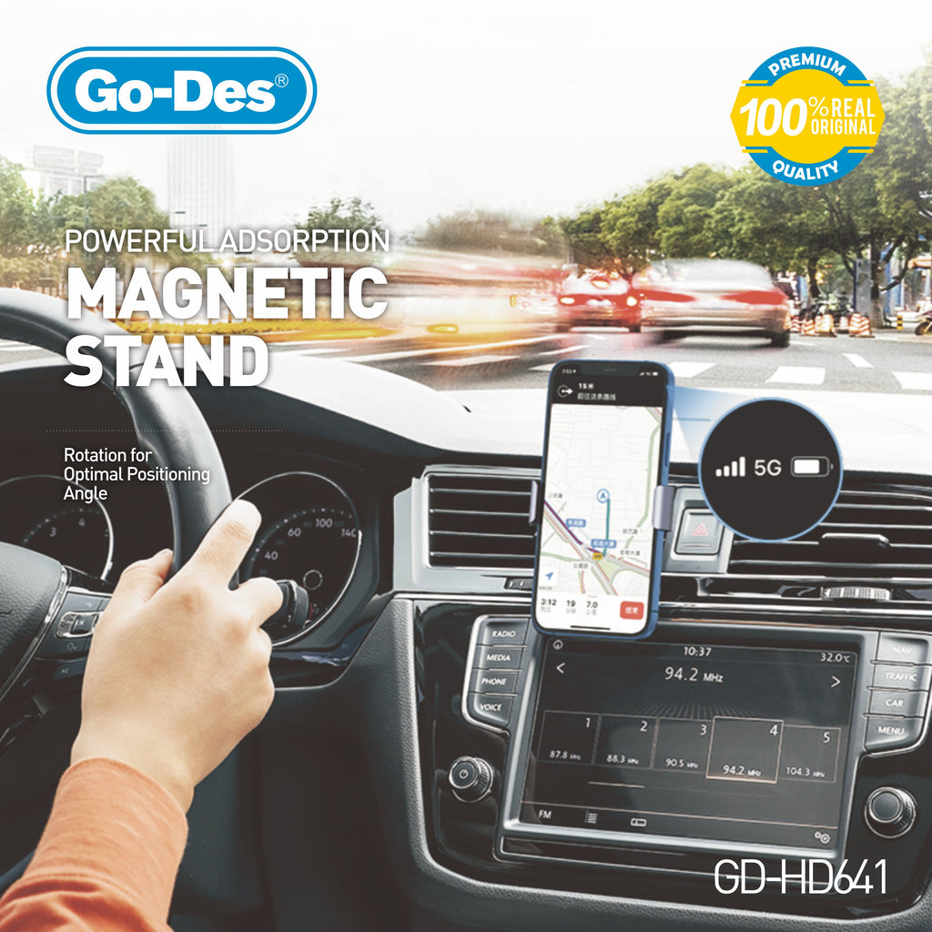Go-Des 360° Magnetic Car Phone Holder Air Vent Mount with Strong Magnets One-Hand Operation with Anti-Scratch Pad Universal Fit