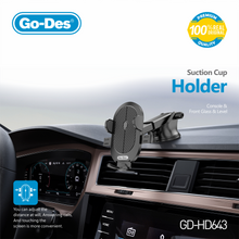 Load image into Gallery viewer, Go-Des Suction Cup Car Mount 360° Rotating Center Console Phone Holder with Extendable Arm Universal Dashboard Windshield Stand