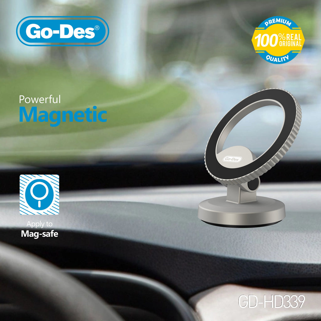 Go-Des Magnetic Carbon Fiber MagSafe Phone Bracket 360° Rotating Compact Mount for iPhone and All Smartphones
