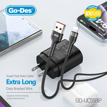 Cargar imagen en el visor de la galería, Go-Des 3M Nylon Braided USB Data Cable Ultra-Fast Charging Data Sync for iPhone Type-C Micro USB Devices