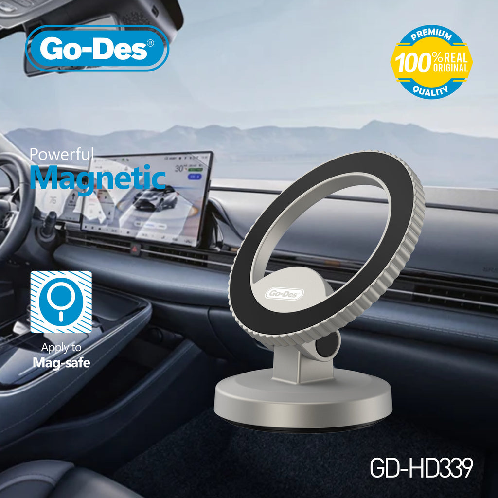 Go-Des Magnetic Carbon Fiber MagSafe Phone Bracket 360° Rotating Compact Mount for iPhone and All Smartphones