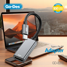 Load image into Gallery viewer, Go-Des Type-C to DisplayPort Adapter 8K 60Hz UHD Plug &amp; Play Converter with Aluminum Alloy Shell for Phones Tablets Laptops