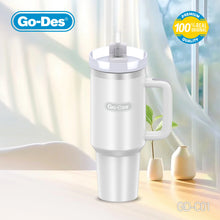 Load image into Gallery viewer, Go-Des 1200ml Car Insulated Cup 5-Layer Vacuum Thermal Bottle with Handle and Straw Stainless Steel Travel Tumbler