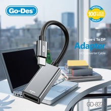 Load image into Gallery viewer, Go-Des Type-C to DisplayPort Adapter 8K 60Hz UHD Plug &amp; Play Converter with Aluminum Alloy Shell for Phones Tablets Laptops