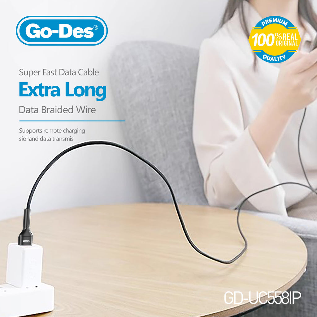 Go-Des 3M Nylon Braided USB Data Cable Ultra-Fast Charging Data Sync for iPhone Type-C Micro USB Devices
