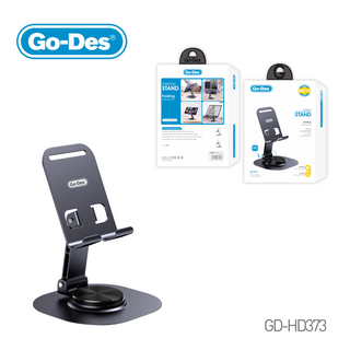 Go-Des Rotary Folding Desktop Stand Adjustable 360° Metal Bracket with Aluminum Base for Smartphones Tablets