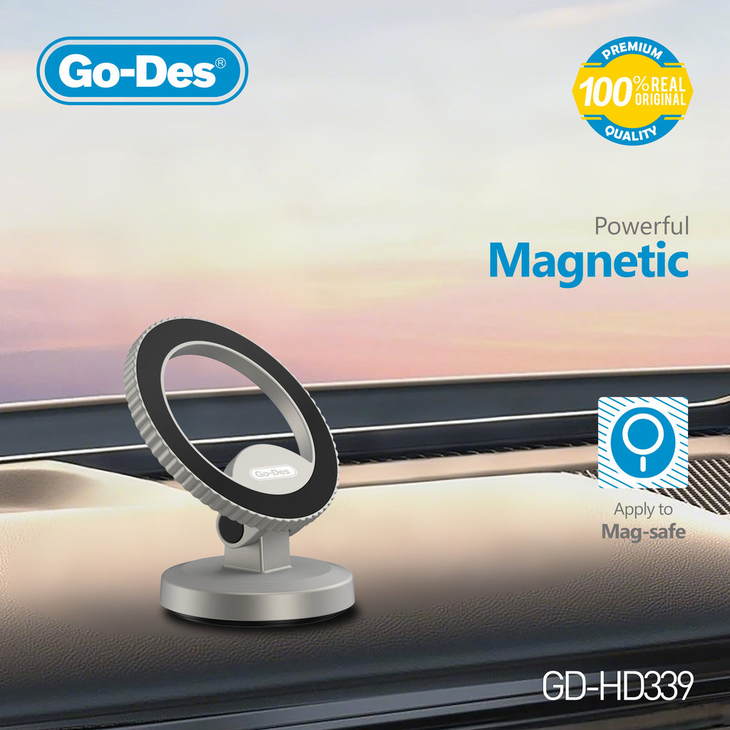 Go-Des Magnetic Carbon Fiber MagSafe Phone Bracket 360° Rotating Compact Mount for iPhone and All Smartphones