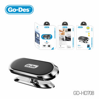 Go-Des Magnetic Phone Tablet Holder 360° Rotating Aluminum Alloy Stand Universal Mount for Car Home Office