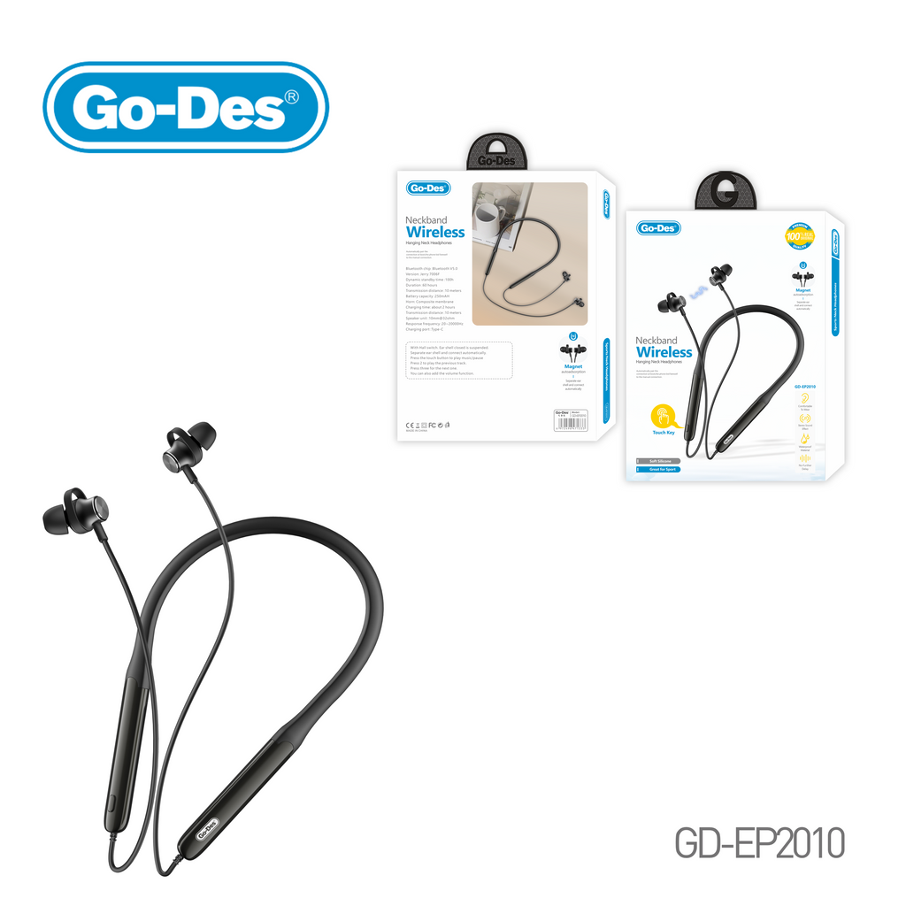 Go-Des Sports Neck Bluetooth Headphones Waterproof Magnetic Auto Adsorption Super Long Battery Life Type-C Charging