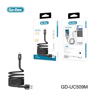 Go-Des Charging Cable Nylon Braided 3A Fast Charger for iPhone Type-C Micro USB Devices