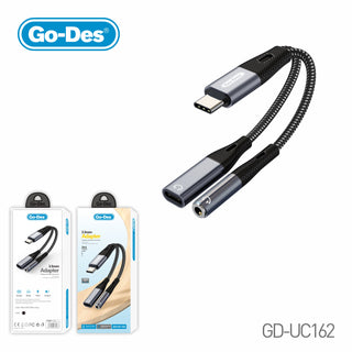 Go-Des 2in1 TypeC to 3.5mm Audio and Charging Adapter Cable with PD 60W Fast Charge and HIFI Sound Quality