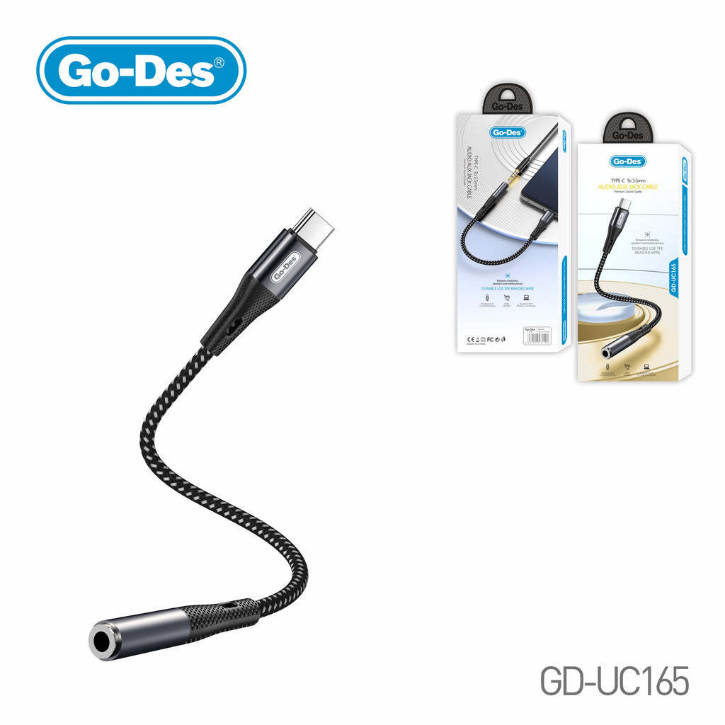 Go-Des TypeC to 3.5mm AUX Cable TPE Braided Hi-Fi Audio Cable for Music Calls Singing Streaming