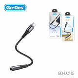 Go-Des Type-C to 3.5mm Audio Aux Jack Cable with Premium Sound Quality Durable TPE Braided Cable for Smartphones and Laptops