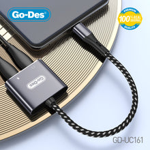 Cargar imagen en el visor de la galería, Go-Des USB C Digital Audio Converter Adapter 2 in 1 Type C to Audio and Charging Cable with HIFI Sound and Fast Charge Support