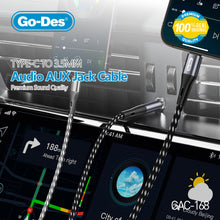 Cargar imagen en el visor de la galería, Go-Des Type-C to 3.5mm Aux Audio Cable 100CM Durable Braided Wire for Streaming and Music Use