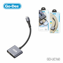 Load image into Gallery viewer, Go-Des 2-in-1 USB-C Digital Audio Converter Adapter 130mm Lossless Audio Charging Cable