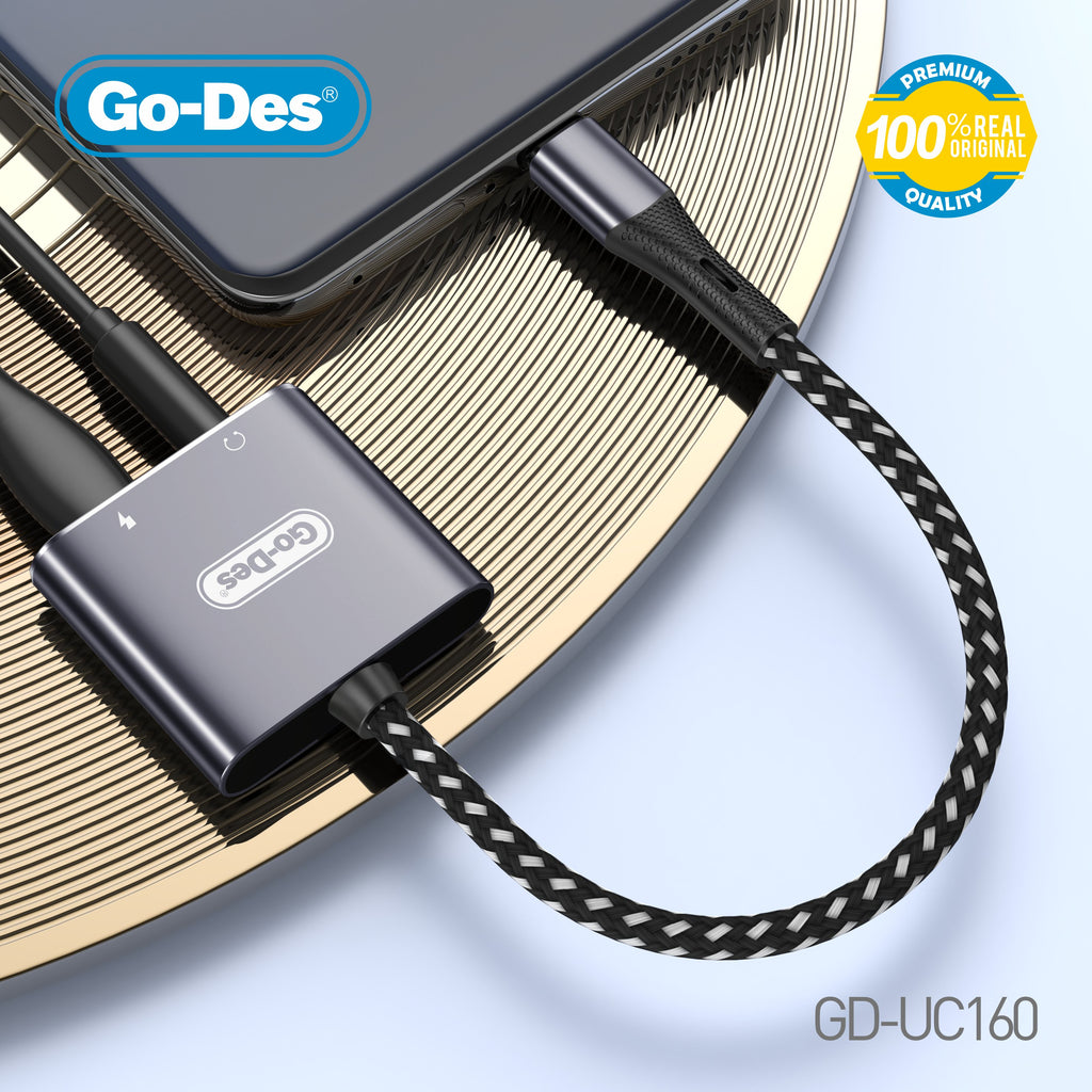 Go-Des 2-in-1 USB-C Digital Audio Converter Adapter 130mm Lossless Audio Charging Cable