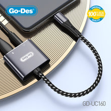 Load image into Gallery viewer, Go-Des 2-in-1 USB-C Digital Audio Converter Adapter 130mm Lossless Audio Charging Cable