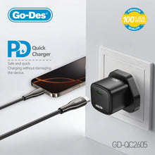 Load image into Gallery viewer, Go-Des 30W USB-C PD Travel Fast Charger Compact Safe Quick 3 Pin UK Charge Adapter