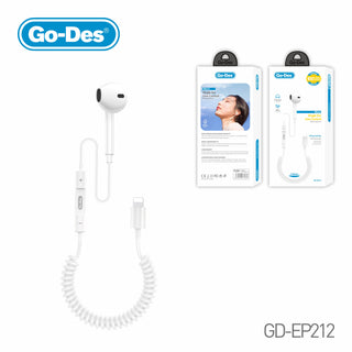 Go-Des Mono Earphone with Lightning Port 2-Meter Hi-Res Single-Ear Wired Headset with Mic Remote