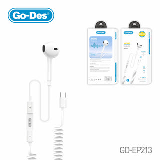 Go-Des Mono Single-Ear Type-C Headphone Hi-Res Audio Inline Mic Control 2M Cable for USB-C Devices