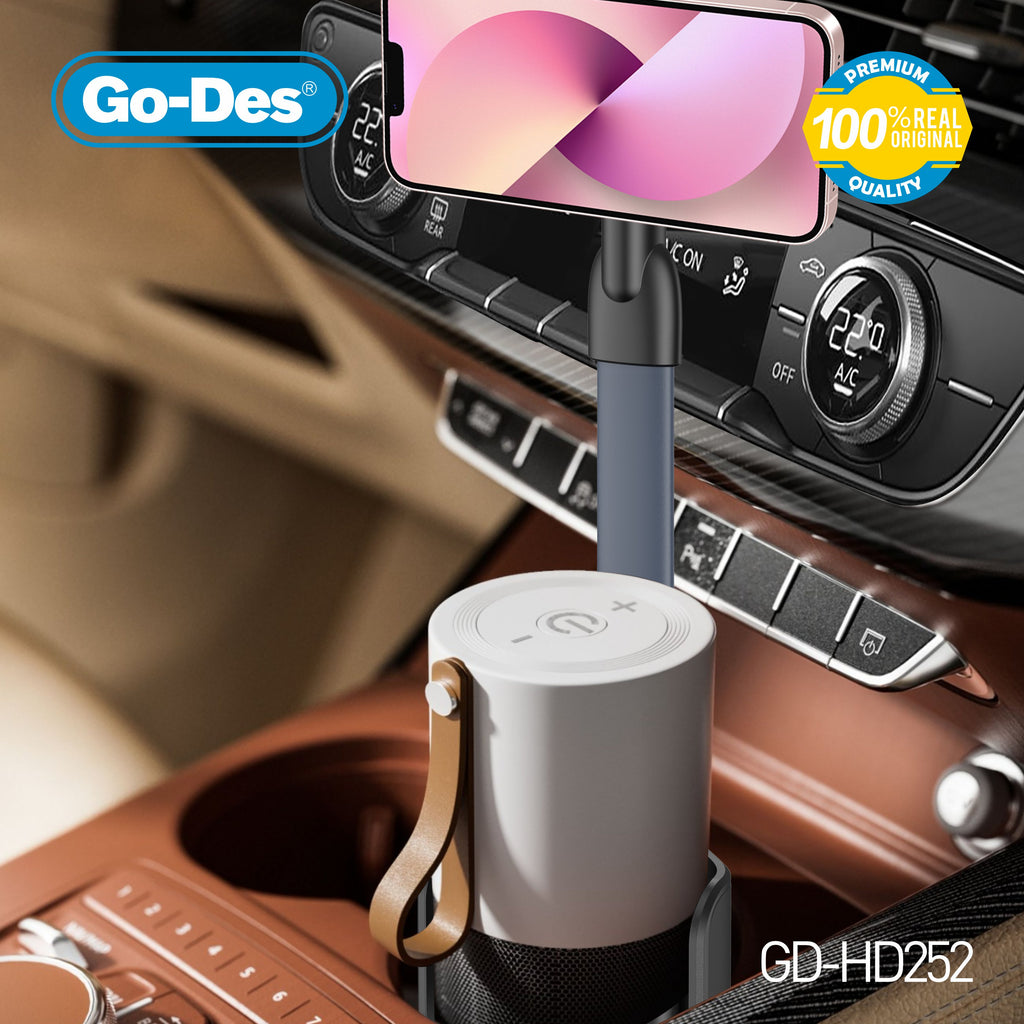 Go-Des Magnetic Car Cup Holder 360 Degree Rotation Adjustable Height MagSafe Compatible for Most Vehicles