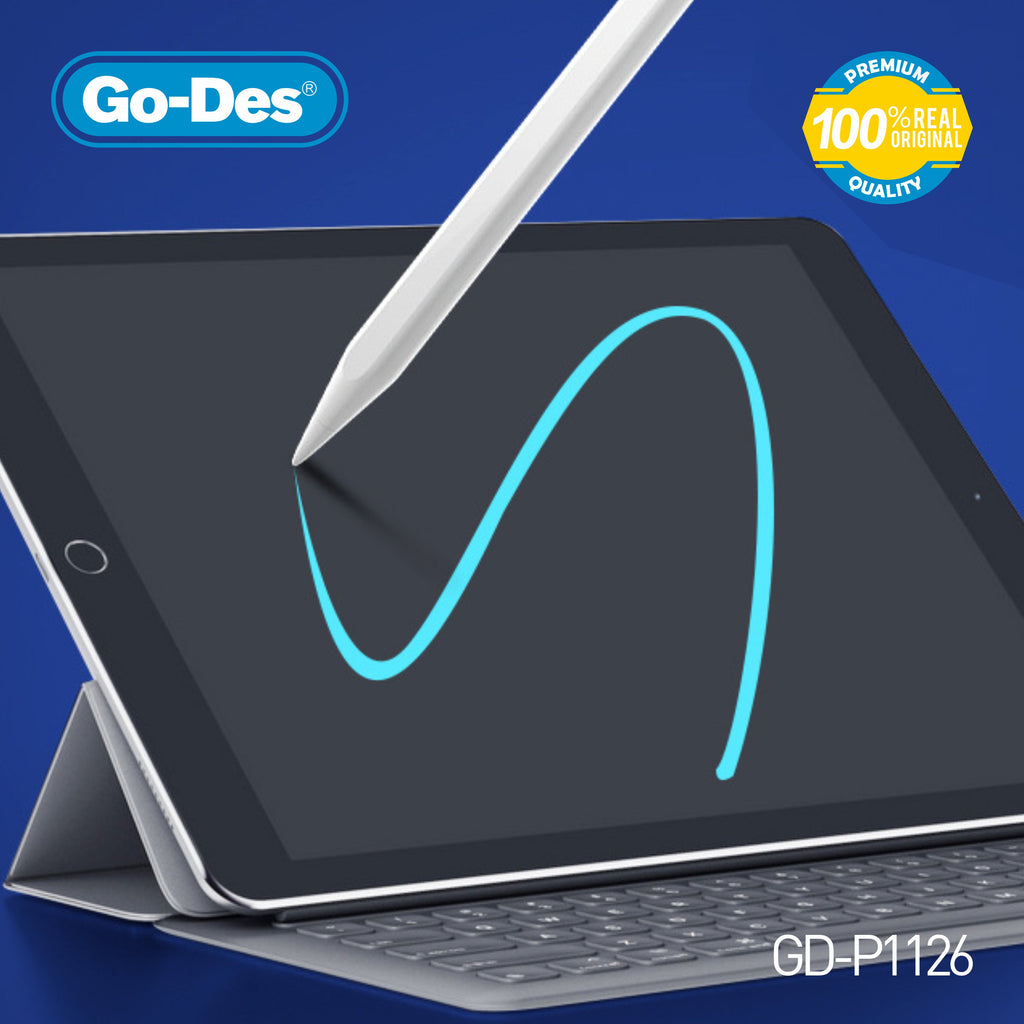 Go-Des Capacitive Pen Pressure Sensitive Stylus with Tilt Writing Palm Rejection Magnetic Attachment USB-C Charging