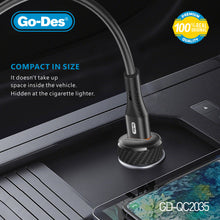 Load image into Gallery viewer, Go-Des USB 18W Vehicle Mounted Charger Quick Charge with Auto ID Safety Protection Compact Design with USB to TypeC Cable