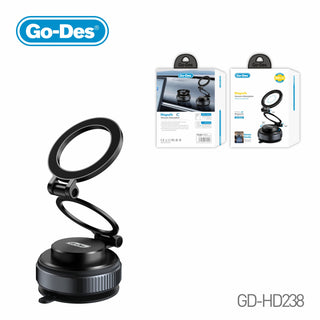 Go-Des Magsafe Magnetic Vacuum Car Mount Folding Phone Holder 360 Rotation Suction Cup Bracket