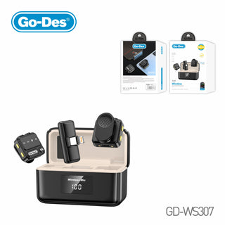 Go-Des 2in1 Wireless Lapel Clip Microphone U-Shaped Receiver Plug and Play for Live Streaming Interview Short Video