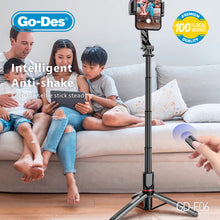 Load image into Gallery viewer, Go-Des Dual Mode Selfie Stick Pan-Tilt Stabilizer Tripod with Fill Light Anti-Shake Bluetooth Remote