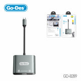 Go-Des Type-C Docking Station Dual HDMI Adapter 4K60Hz MST Display Splitter for Laptop Monitor TV