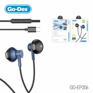 Go-Des Type-C Wired Earphones High-Fidelity Stereo Headphones with Mic Noise Reduction for Smartphone Music and Calls