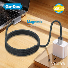 Загрузить изображение в программу просмотра галереи, Go-Des 140W Magnetic USB-C to MagSafe Charging Cable 2M Elbow Design Nylon Braided for MacBook Air Pro with LED Indicator