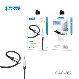Go-Des Type-C to 3.5mm Digital Audio Cable Nylon Braided Aux Adapter for Phone Laptop Speaker