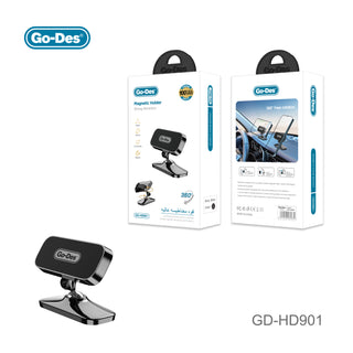Go-Des Magnetic Phone Holder Car Mount 360 Rotation 3M Adhesive Dashboard Bracket Strong Rubidium Magnet Landscape Portrait Switch