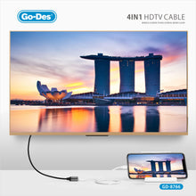تحميل الصورة في عارض المعرض ، Go-Des 4in1 HDTV Cable Lightning Type-C Micro USB to HDMI Screen Mirroring Cable with Audio Video Sync 2K60Hz Plug and Play