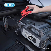 Load image into Gallery viewer, Go-Des Car Jump Starter Tire Inflator LED Emergency Power Supply with Smart Display Handled Portable Air Pump