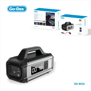 Go-Des Car Jump Starter Tire Inflator LED Emergency Power Supply with Smart Display Handled Portable Air Pump