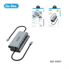 Cargar imagen en el visor de la galería, Go-Des 11in1 Multiport Type-C Intelligent Docking Station PD100W 4K HDTV RJ45 USB SD VGA Audio Hub Adapter