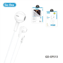 Cargar imagen en el visor de la galería, Go-Des HD Calling Wire Control Earphones Lightning Clear Sound Comfortable In Ear Headphones