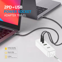 Cargar imagen en el visor de la galería, Go-Des 2PD USB Travel Charger Adapter 3 Port Fast Charging Socket 33W PD QC Portable Power Plug