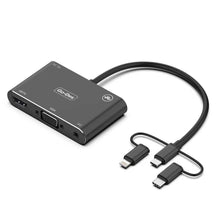 Загрузить изображение в программу просмотра галереи, Go-Des 5-in-1 Mobile HD Screen Player USB-C Lightning Micro USB to HDTV VGA AV Adapter with Wireless Bluetooth Connection and 2K Ultra HD Output